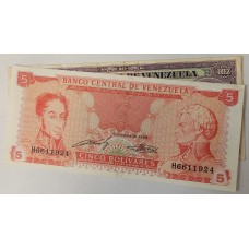 VENEZUELA 1989-1992 . FIVE 5 and TEN 10 BOLIVARES BANKNOTES